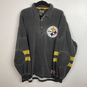 Mens M Mirage Throwbacks Collection Steelers Long Sleeve Shirt Color Grey SizeXL